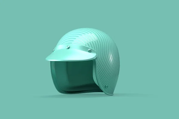 Motorcycle Helmet Teal Background Illustration — 图库照片