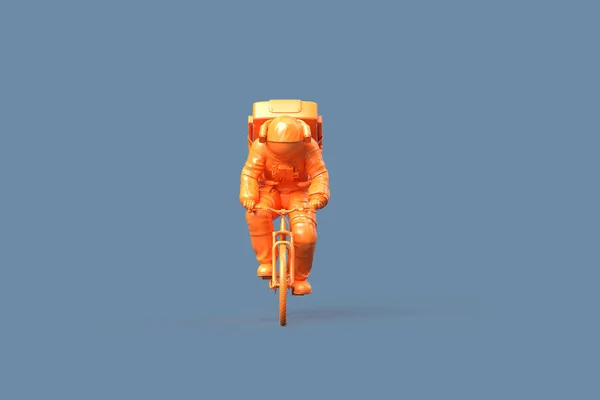 Front View Astronaut Bicycle Minimalistic Concept Illustration — Stock Photo, Image
