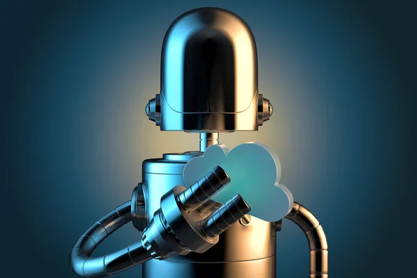 Robot Met Wolkensymbool Cloud Technologie Concept Illustratie — Stockfoto