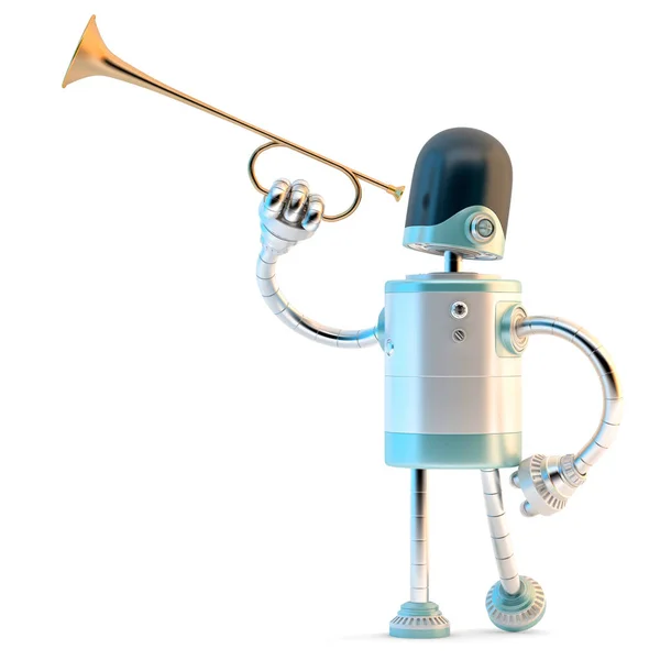 Robot Trumpet Illustration Isolated White Background — 스톡 사진