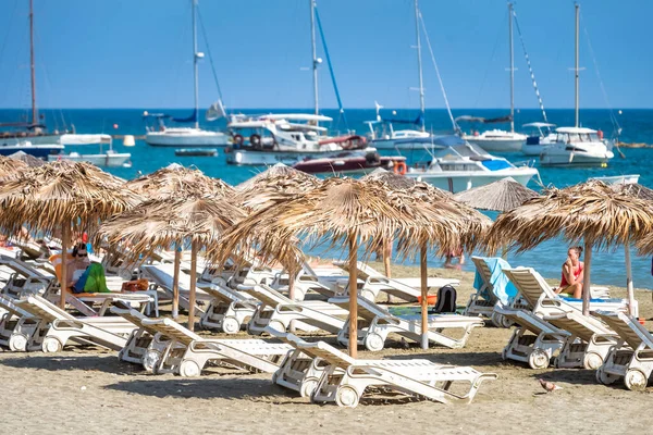 Limassol Cypern September 2018 Utsikt Över Stranden Akti Olympion — Stockfoto