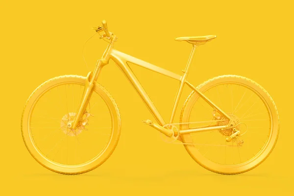 Side View Yellow Bicycle Yellow Background Illustration — Photo