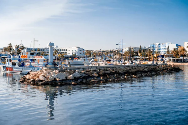 Agia Napa Chypre Avril 2016 Entrée Petit Port Avec Des — Photo