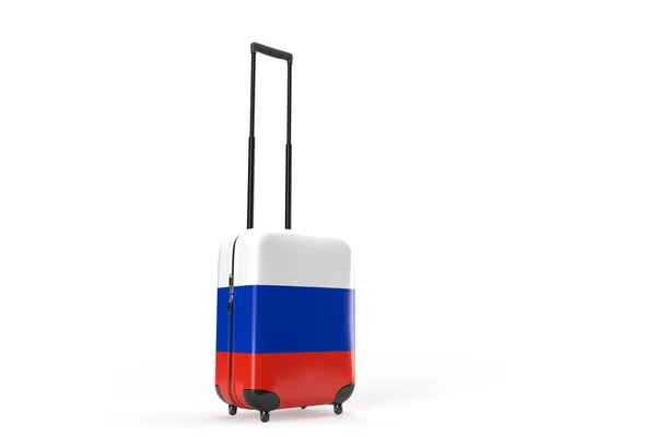 Rusya Bayrağıyla Seyahat Valizi Seyahat Konsepti Hazırlama — Stok fotoğraf