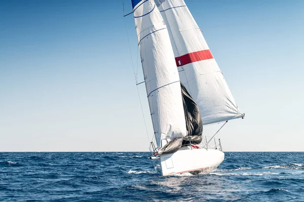 Veleiro Corrida Durante Regata Vela Mar Mediterrâneo — Fotografia de Stock