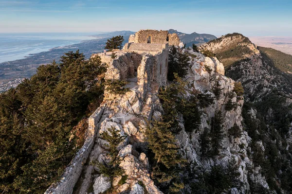 Ruínas Castelo Buffavento Região Kyrenia Chipre Vista Aérea — Fotografia de Stock
