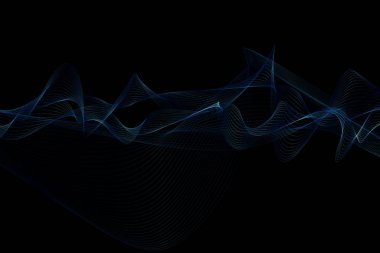 Koyu arkaplanda soyut mavi hareket dalgası. Dijital illüstrasyon