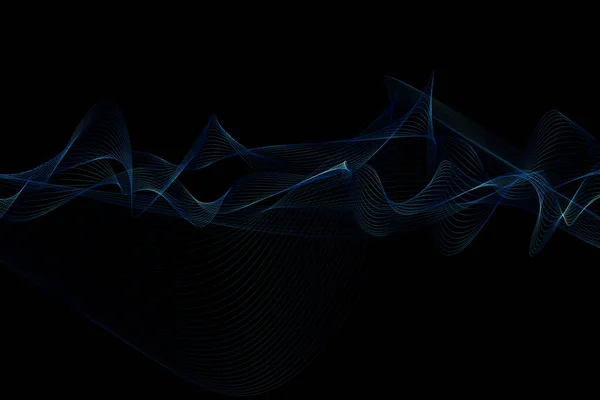 Абстрактна Синя Хвиля Руху Темному Тлі Цифрова Ілюстрація — стокове фото