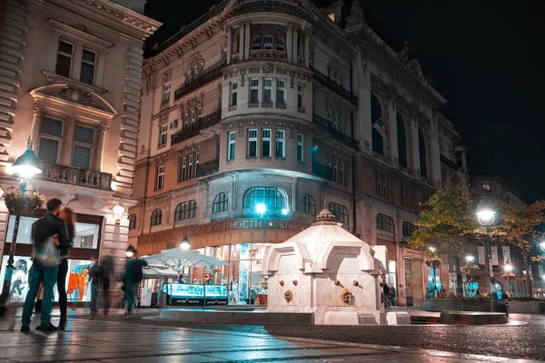 Belgrado Serbia Septiembre 2019 Vista Nocturna Calle Knez Mihailova —  Fotos de Stock