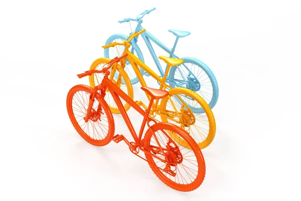 Группа Красочных Велосипедов Рендеринг — стоковое фото