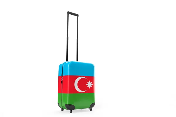 旅行のコンセプトとしてアゼルバイジャンの国旗が付いたスーツケース 3Dイラスト — ストック写真