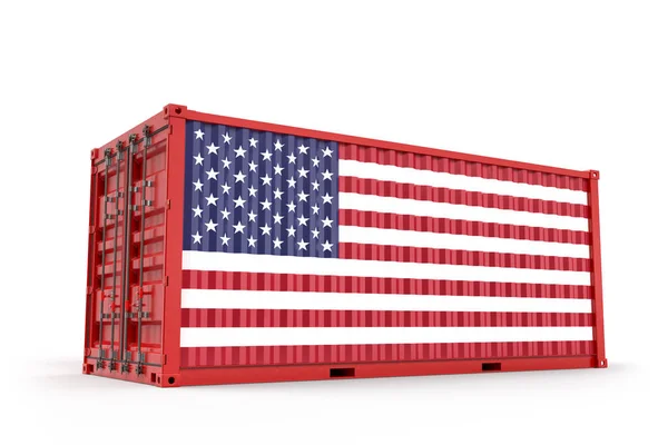 Realistic Shipping Container Textured Flag United States Isolated Rendering — Stock Photo, Image