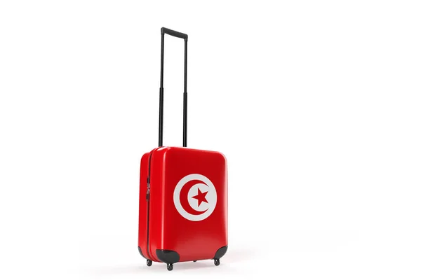 Valise Voyage Avec Drapeau Tunisie Concept Voyage Isolé Rendu — Photo