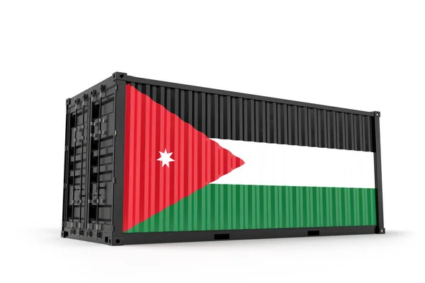Реалистичный Грузовой Контейнер Текстурой Флагом Иордании Изолирована Рендеринг — стоковое фото