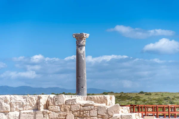 Starożytny Słup Ruiny Starożytnego Kourion Dystrykt Limassol Cypr — Zdjęcie stockowe