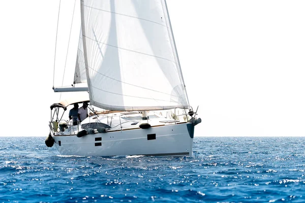 Single Yacht Sailing Open Sea — Stock Photo, Image