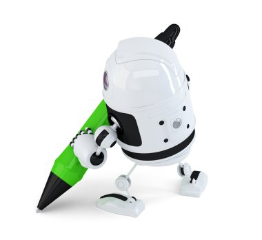  robot Marker Kalem ile yazma. izole. kırpma yolunu içerir