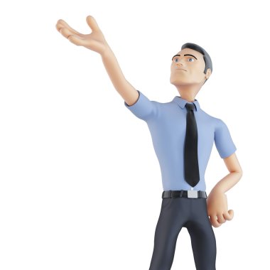 3d iş adamı görünmez nesnede işaret. İzole. Kırpma yolunu içerir