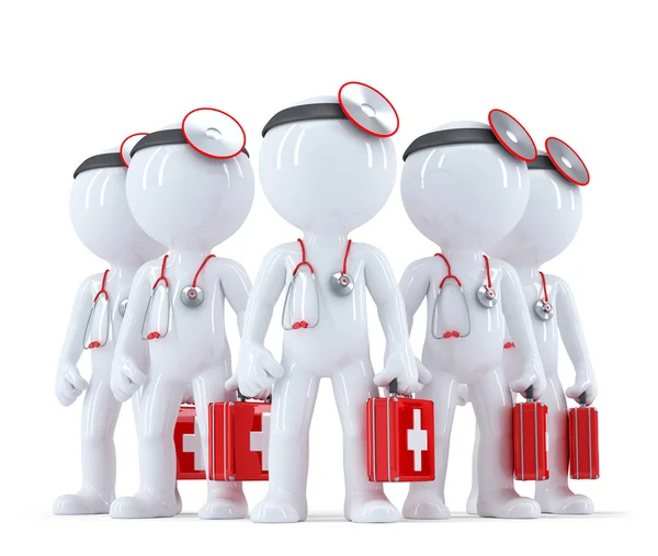 Group of doctors. 3d illustration. Isolated. Contains clipping path — Stock Photo, Image