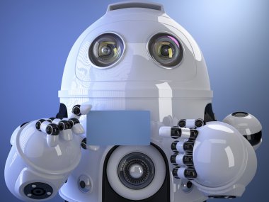Robot bir kartvizit gösterir. Tüm sc kırpma yolunu içeren