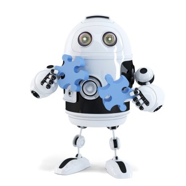 Robot bağlantı puzzle parçaları. Teknoloji kavramı. İzole. Kırpma yolunu içerir