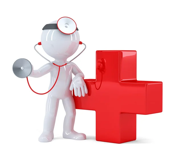 Doctor with stethoscope. Isolated. Contains clipping path — Stock Photo, Image