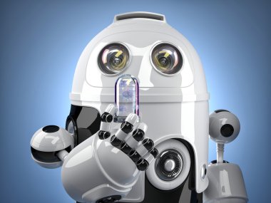 Tüp virüs ile tutarak robot. Teknoloji kavramı. Kırpma yolunu içerir
