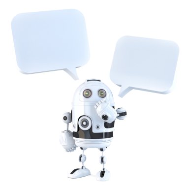 sohbet baloncuklar 3d robot. İzole, kırpma yolu içerir