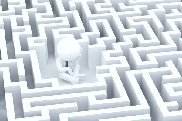Um empresário desesperado num labirinto — Fotografia de Stock