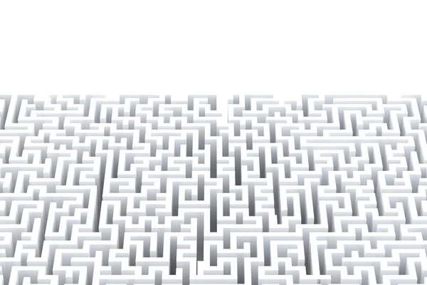 Abstraktní bílé bludiště s copyspace. Izolované na bílém. Obsahuje ořezovou cestu — Stock fotografie