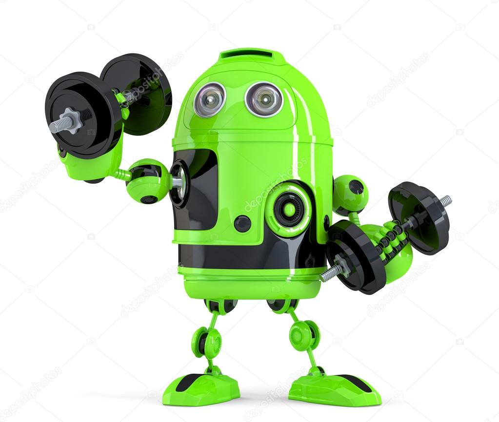 Extremely Powerfull Robot. Technology concept. Isolated. Contains clipping path