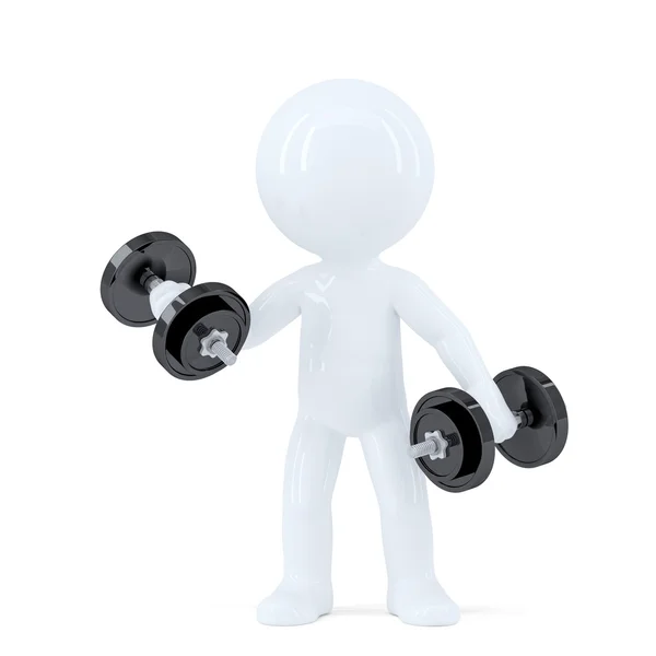 3d man lifting dumbbells. Isolated. Contains clipping path — Stock Photo, Image