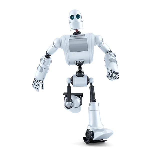 Running robot. Isolated. Contains clipping path — Stock Photo, Image