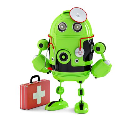 Green Medic Robot. Technology concept. Isolated. Contains clipping path