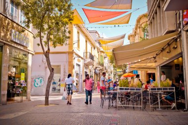 NICOSIA, CYPRUS - MAY 29: People enjoying a summer in cafes at Ledra street in central Nicosia, Cyprus.