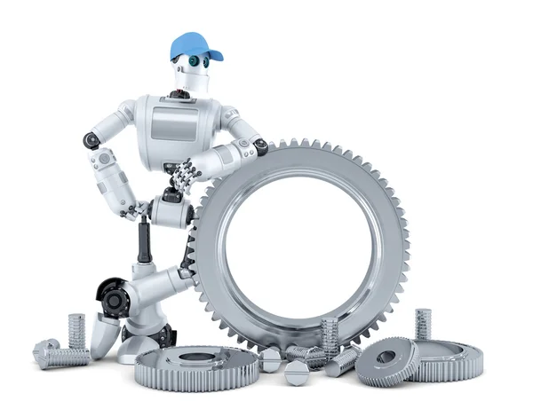 Engineer robot. Technology concept. Isolated. Contains clipping path — Zdjęcie stockowe