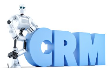 Robot Crm işareti ile. İş teknoloji kavramı. İzole. Kırpma yolunu içerir