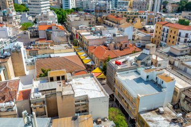 Ledra Caddesi'nin havadan görünümü kapatın. Nicosia, Kıbrıs