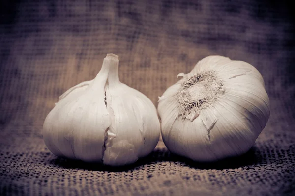 Knoblauch aus nächster Nähe. Farbton abgestimmte Fotos — Stockfoto