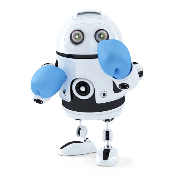 3D-Roboter in Boxhandschuhen. Vereinzelt. enthält Schnittpfad — Stockfoto