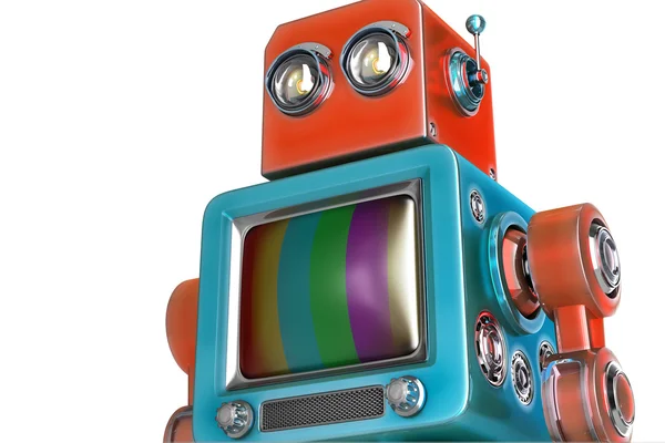 Roboter mit TV-Bildschirm. Vereinzelt. enthält Schnittpfad — Stockfoto