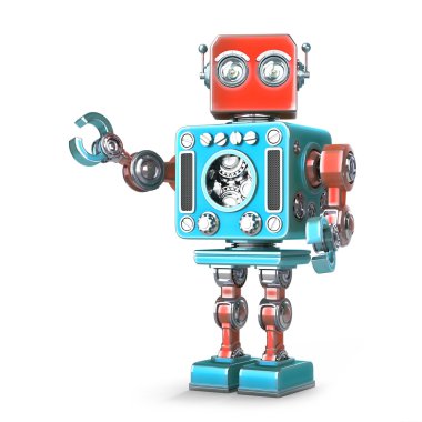 Retro robot. İzole. Kırpma yolunu içerir