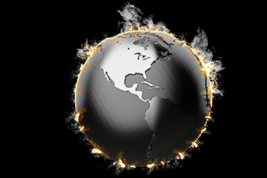 Burning Earth globe. 3d illustration clipart