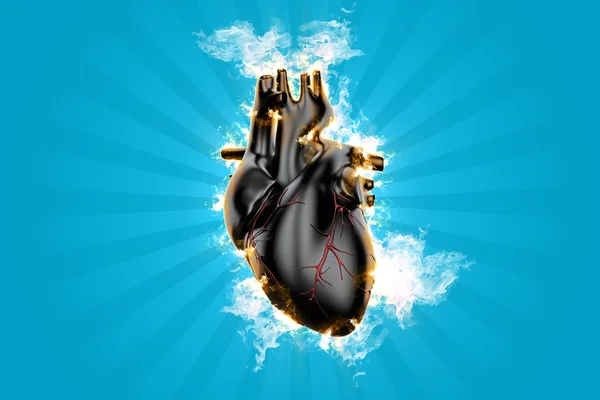 Κάψιμο καρδιά. 3D απεικόνιση — Φωτογραφία Αρχείου