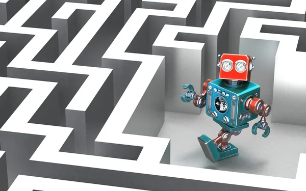 Robot i en labyrint. Teknologibegrep . – stockfoto