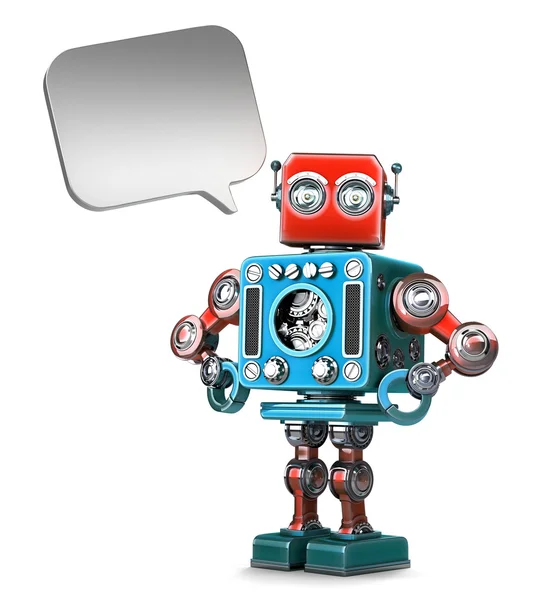 Retro Robot with speech bubble — Stock Photo, Image