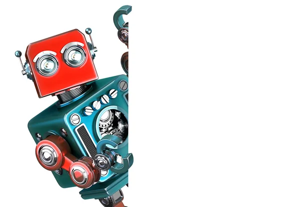 Retro Robot találat üres banner. Elszigetelt. Vágógörbe tartalmazó — Stock Fotó