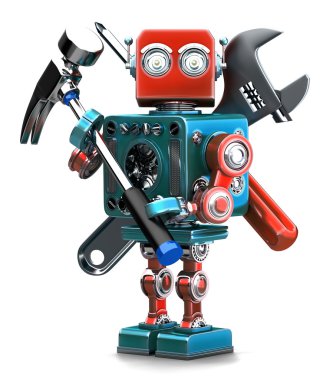 Vintage Robot enstrümanlar ile. İzole. Containsc ekleyen yolu