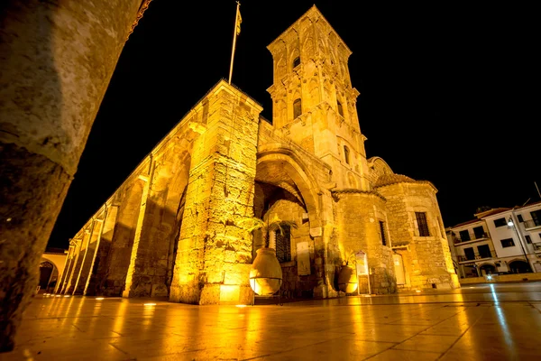 Kostel svatého Lazara v noci. Larnaca, Kypr — Stock fotografie