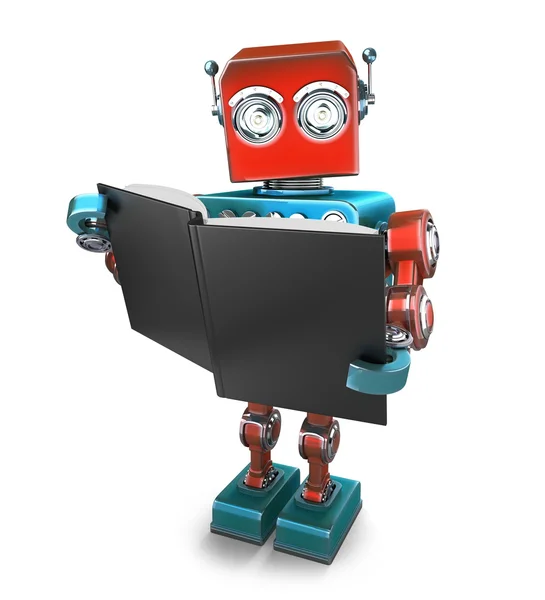 Vintage robot with books. Isolated. Contains clipping path — Stock Photo, Image